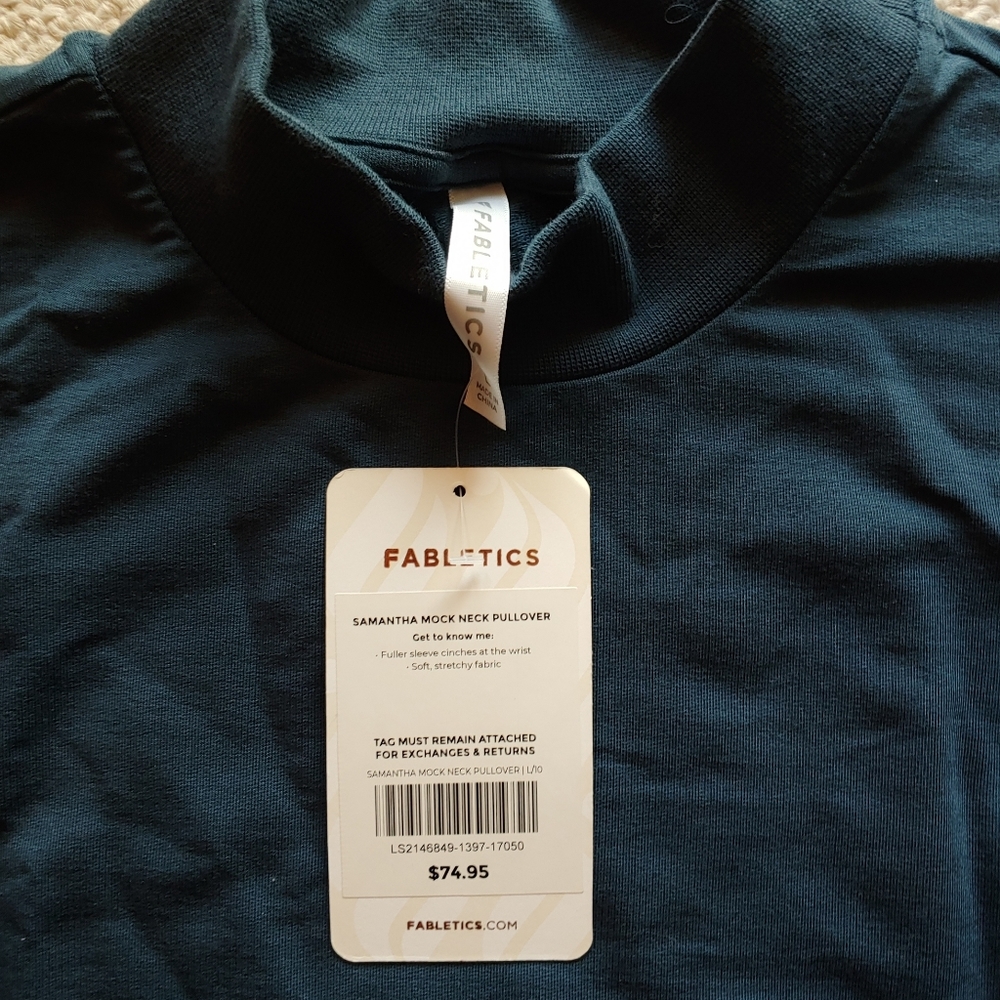 FABLETICS Samantha mock neck pull over teal - Picture 5 of 5